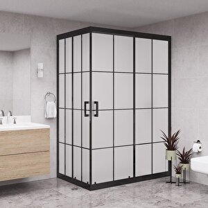 Black Diora 6mm Karolajlı Tam Kumlamalı Dikdörtgen Duşakabin 80x130 cm