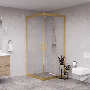 Gold Quandrum  6mm Şeffaf Cam Kare Duşakabin 70x70 cm