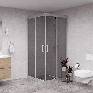 Silver Quandrum 6mm Füme Cam Kare Duşakabin 120x120 cm