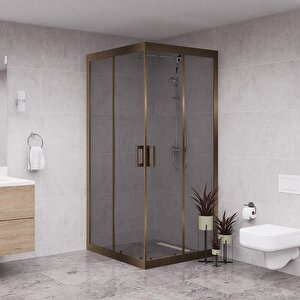 Bronze Quandrum   6mm Füme Cam Kare Duşakabin 130x130 cm
