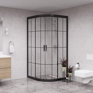 Black Luna 6mm Karolajlı Oval Duşakabin 130x130 cm