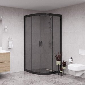 Black Luna 6mm Füme Cam Oval Duşakabin 100x100 cm