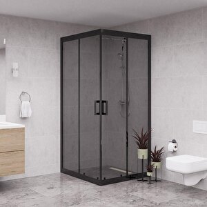 Black Quandrum  6mm Füme Cam Kare Duşakabin 100x100 cm