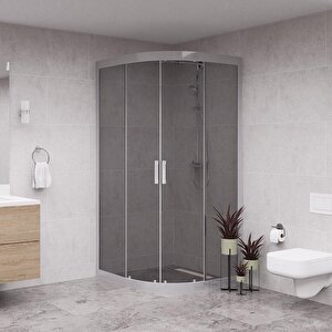 Silver Luna 6mm Füme Cam Oval Duşakabin 100x100 cm