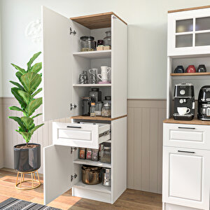 Çok Amaçlı Mutfak Erzak Dolabı  Beyaz-ahşap Mtf_101