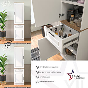 Çok Amaçlı Mutfak Erzak Dolabı  Beyaz-ahşap Mtf_101