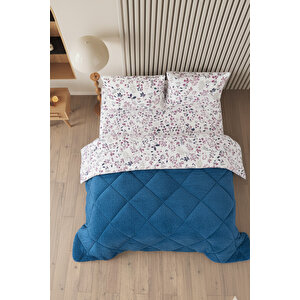 Morena Battal Boy Lüx Wellsoft Yorgan Çift Taraflı - 2 Adet Yastık Kılıflı Yorgan Seti 215x235 Cm Mavi