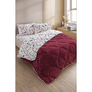 Morena Battal Boy Lüx Wellsoft Yorgan Çift Taraflı - 2 Adet Yastık Kılıflı Yorgan Seti 215x235 Cm Bordo