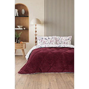 Morena Battal Boy Lüx Wellsoft Yorgan Çift Taraflı - 2 Adet Yastık Kılıflı Yorgan Seti 215x235 Cm Bordo