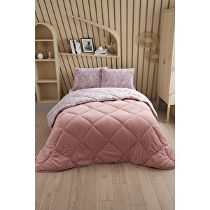 Nordelle Battal Boy Lüx Wellsoft Yorgan Çift Taraflı - 2 Adet Yastık Kılıflı Yorgan Seti 215x235 Cm Pudra