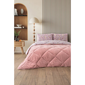 Nordelle Battal Boy Lüx Wellsoft Yorgan Çift Taraflı - 2 Adet Yastık Kılıflı Yorgan Seti 215x235 Cm Pudra