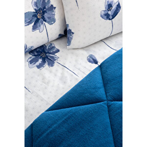 Nordelle Tek Kişilik Wellsoft Yorgan Uyku Seti Lastikli Çarşaf+yastık Kılıflı Tek Kişilik Uyku Seti Mavi