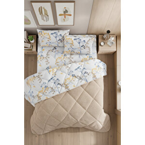 Nordelle Battal Boy Lüx Wellsoft Yorgan Çift Taraflı - 2 Adet Yastık Kılıflı Yorgan Seti 215x235 Cm Bej