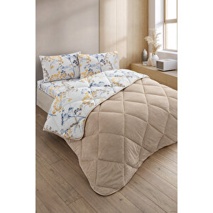 Nordelle Battal Boy Lüx Wellsoft Yorgan Çift Taraflı - 2 Adet Yastık Kılıflı Yorgan Seti 215x235 Cm Bej