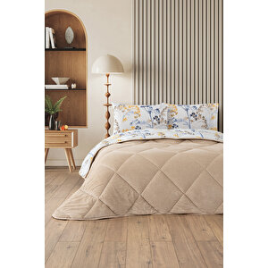 Nordelle Battal Boy Lüx Wellsoft Yorgan Çift Taraflı - 2 Adet Yastık Kılıflı Yorgan Seti 215x235 Cm Bej