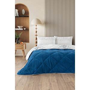 Evoria Tek Kişilik Wellsoft Yorgan Uyku Seti Lastikli Çarşaflı Yastık Kılıflı Tek Kişilik Uyku Seti Mavi