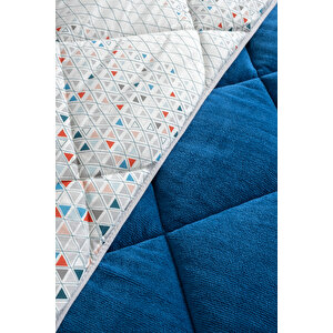 Evoria Tek Kişilik Wellsoft Yorgan Uyku Seti Lastikli Çarşaflı Yastık Kılıflı Tek Kişilik Uyku Seti Mavi