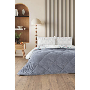 Evoria Tek Kişilik Wellsoft Yorgan Uyku Seti Lastikli Çarşaflı Yastık Kılıflı Tek Kişilik Uyku Seti Gri