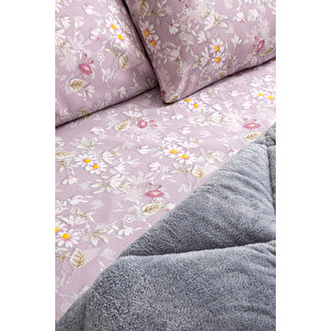 Nordelle Tek Kişilik Wellsoft Yorgan Uyku Seti Lastikli Çarşaf+yastık Kılıflı Tek Kişilik Uyku Seti Gri-Pudra