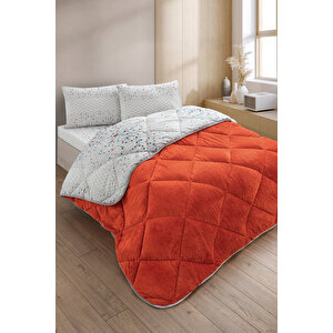 Evoria Tek Kişilik Wellsoft Yorgan Uyku Seti Lastikli Çarşaflı Yastık Kılıflı Tek Kişilik Uyku Seti Turuncu