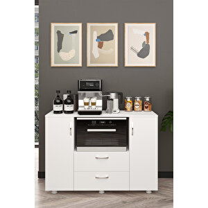 Fırın Mikro Dalga Bölmeli Kapaklı Çekmeceli Çok Amaçlı Mutfak Balkon Dolabı Fırın Bölme, One Size