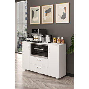 Fırın Mikro Dalga Bölmeli Kapaklı Çekmeceli Çok Amaçlı Mutfak Balkon Dolabı Fırın Bölme, One Size