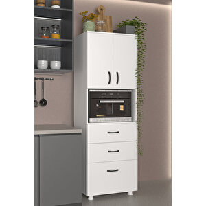 Fırın Mikro Dalga Bölmeli Kapaklı Çekmeceli Çok Amaçlı Boy Mutfak Balkon Dolabı Dr1002, One Size