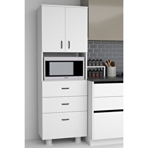 Fırın Mikro Dalga Bölmeli Kapaklı Çekmeceli Çok Amaçlı Boy Mutfak Balkon Dolabı Dr1002, One Size