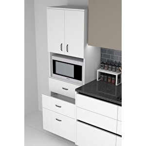 Fırın Mikro Dalga Bölmeli Kapaklı Çekmeceli Çok Amaçlı Boy Mutfak Balkon Dolabı Dr1002, One Size