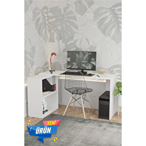 L Çalışma Masası Bilgisayar Masası Dolaplı Kitaplıklı