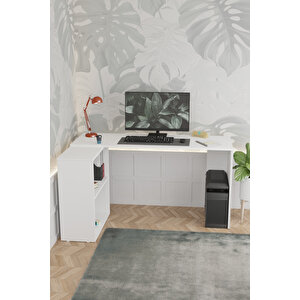 L Çalışma Masası Bilgisayar Masası Dolaplı Kitaplıklı