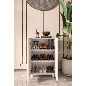 Ayakkabılık Dolabı Çift Kapaklı 2 Raflı Çok Amaçlı Dolap