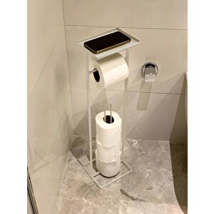 Tepsili Tuvalet Kağıdı Standı Beyaz 54x15x12 Cm
