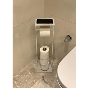 The Mia Tepsili Tuvalet Kağıdı Standı Beyaz 54x15x12 Cm