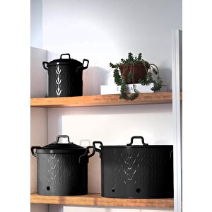 Prizma Patates Soğan Saklama Kabı 2 Hazneli Siya