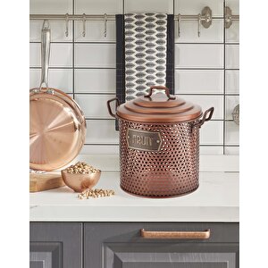 Meyve Saklama Kabı Bakır Kaplama 30x23x23 Cm