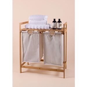 Bambu 2 Bölmeli Çamaşır Sepeti 74x64x33 Cm