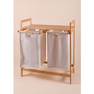 Bambu 2 Bölmeli Çamaşır Sepeti 74x64x33 Cm