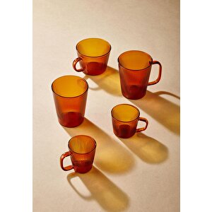 The Mia Striped Borosilikat Cam Kahve Kupası Amber 310 Ml