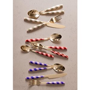 The Mia Joy Çatal Kaşık Bıçak Takımı Mor Gold 24 Parça