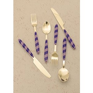 The Mia Joy Çatal Kaşık Bıçak Takımı Mor Gold 36 Parça