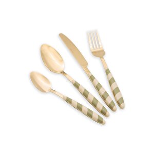 Joy Çatal Kaşık Bıçak Takımı Yeşil Gold 24 Parça