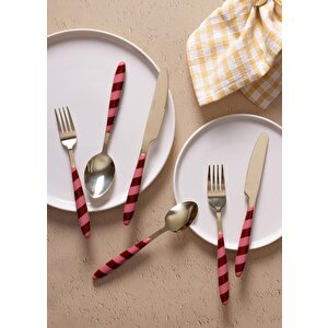 Joy Çatal Kaşık Bıçak Takımı Pembe Gold 36 Parça