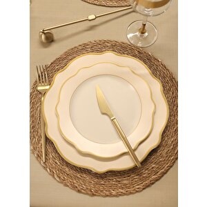 The Mia Jaswely Pasta Tabağı 6 Parça Krem 21 Cm