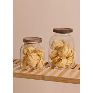 Ahşap Kapaklı Cam Kavanoz 14x19 Cm Cam0505