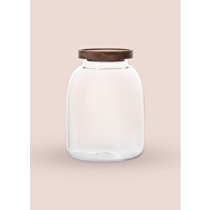 Ahşap Kapaklı Cam Kavanoz 14x19 Cm Cam0505