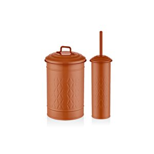 Prizma Çöp Kovası Tuvalet Fırçası Seti Terracota