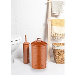 Prizma Çöp Kovası Tuvalet Fırçası Seti Terracota