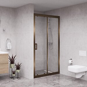 Bronze Nexa 6mm Şeffaf Cam 1 Sabit 1 Sürgü İki Duvar Arası Duşakabin 112 cm
