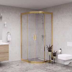Gold Luna 6mm Şeffaf Cam Oval Duşakabin 130x130 cm